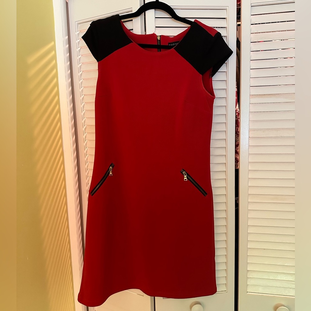 Red / Black dress with exposed zippers